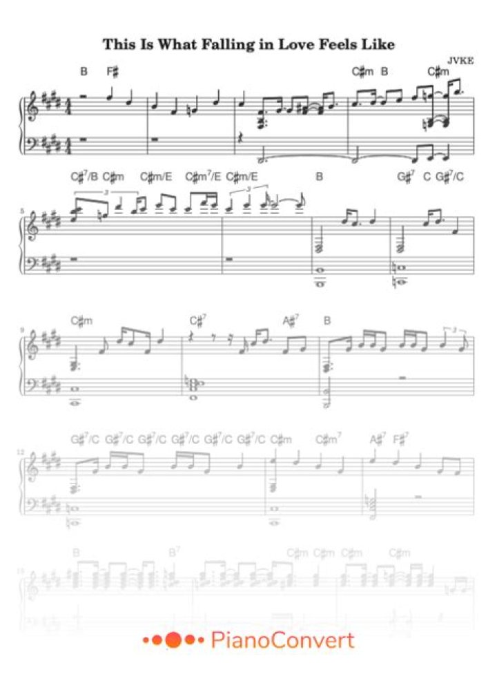 What Falling in Love Feels Like: Piano Sheet PDF