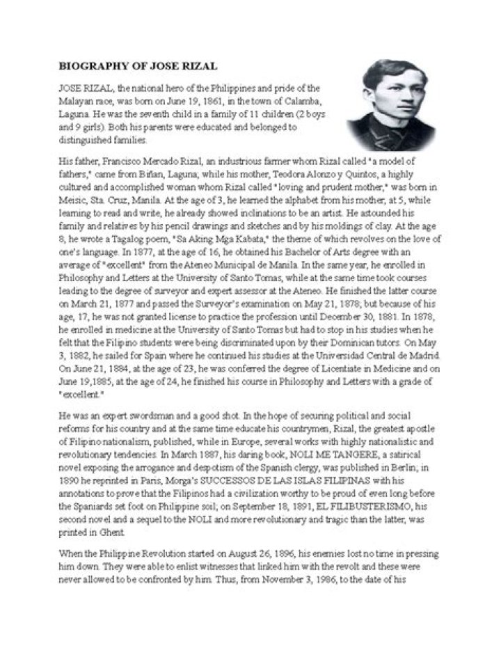 What is the story of Jose Rizal?