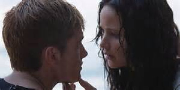 What movie do Katniss and Peeta kiss?