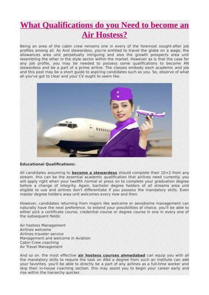 What qualifications do air hostess need?