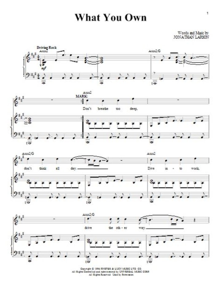 What You Own: Rent Sheet Music PDF Download
