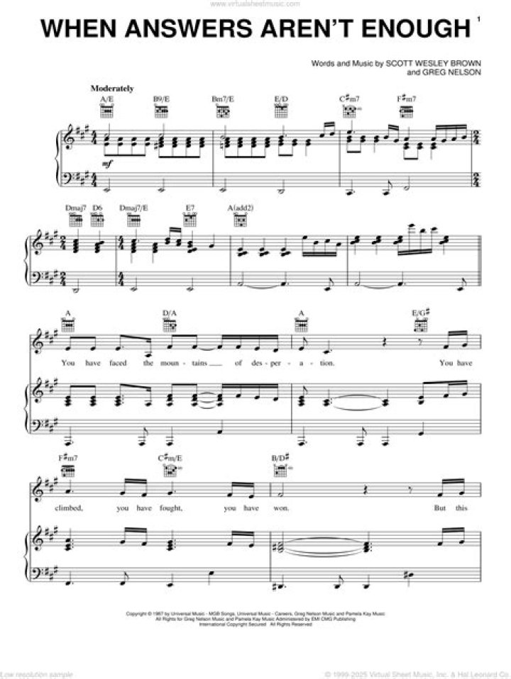 Sheet Music PDF When Answers Aren't Enough