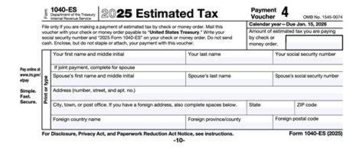 Where does estimated tax payments go on 1040?