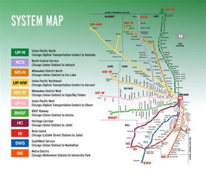 Which Metra line goes to Naperville?