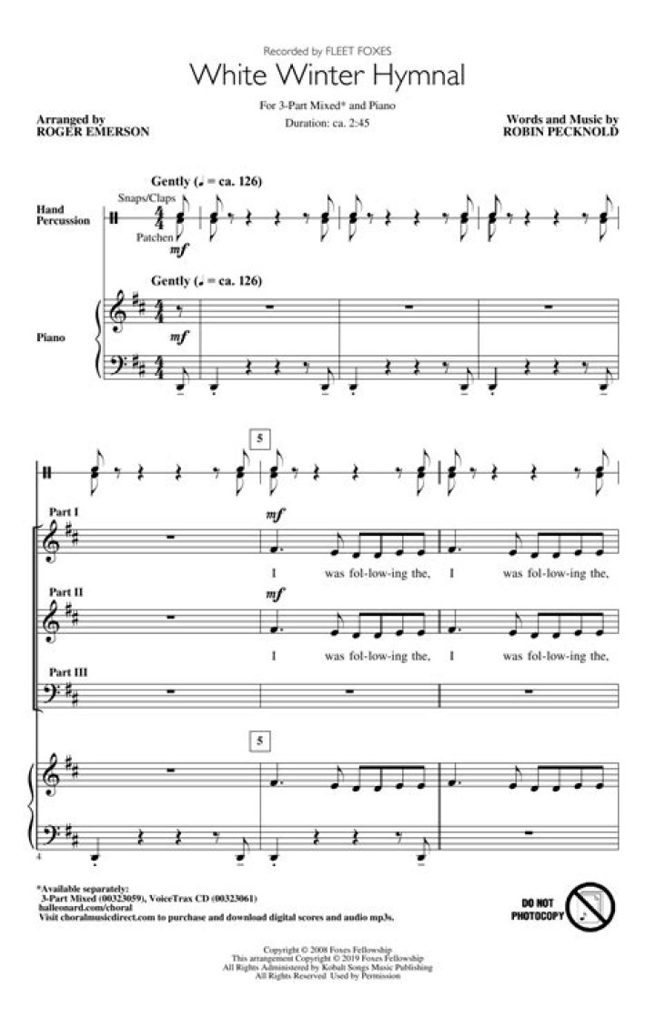 White Winter Hymnal Sheet Music PDF for Easy Singing