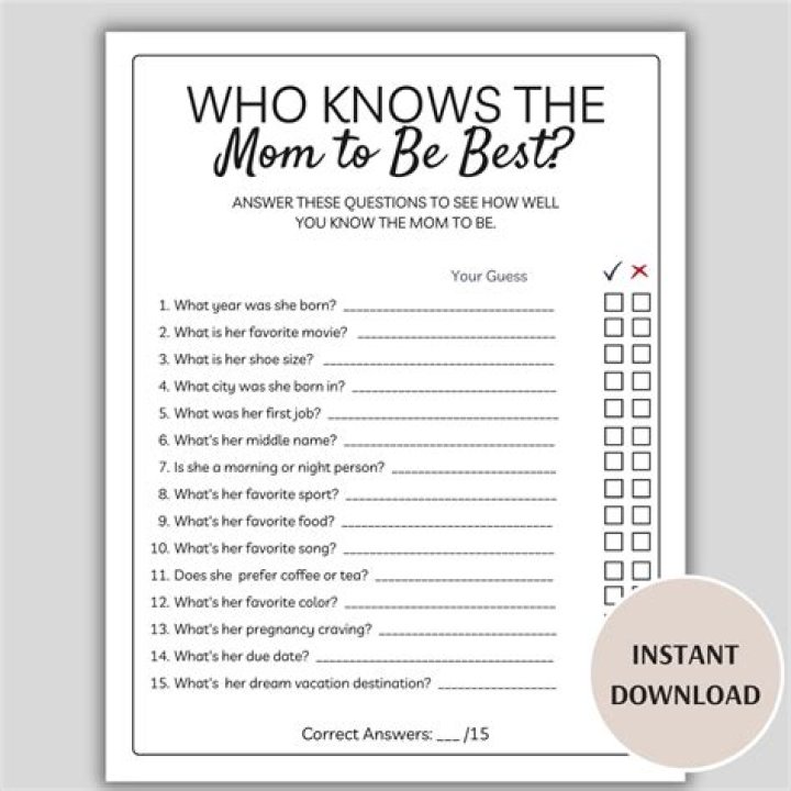 Top 20 Who Knows Mommy Best Questions PDF for Parents