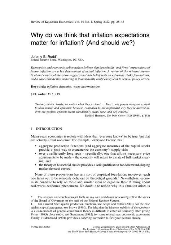Why do we think inflation expectations matter?