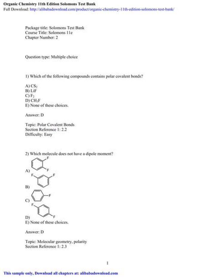 WileyPlus Organic Chemistry Test Bank Answers PDF – Instant Download