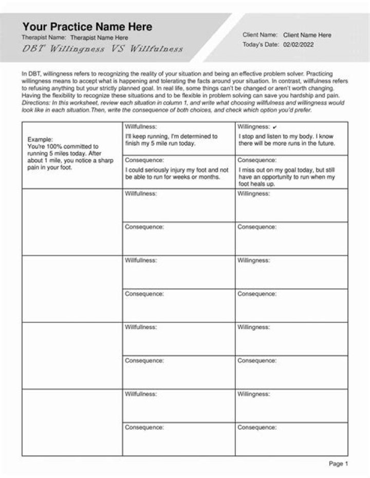 Willingness vs Willfulness Worksheet PDF – Build True Motivation
