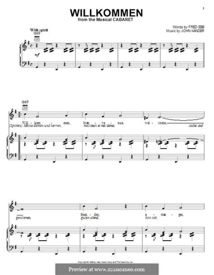 Willkommen Cabaret Sheet Music PDF – Download Now