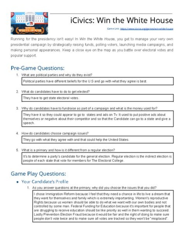 How to Win the White House Answer Key PDF: Official Guide