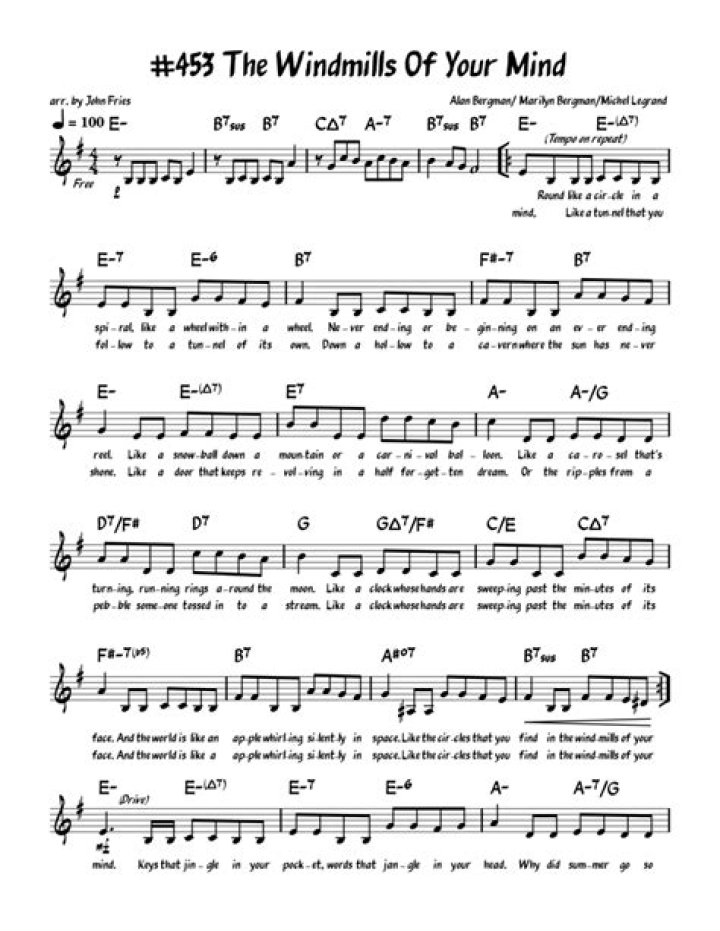 Windmills of Your Mind: Lead Sheet PDF – Unlock Creative Potential