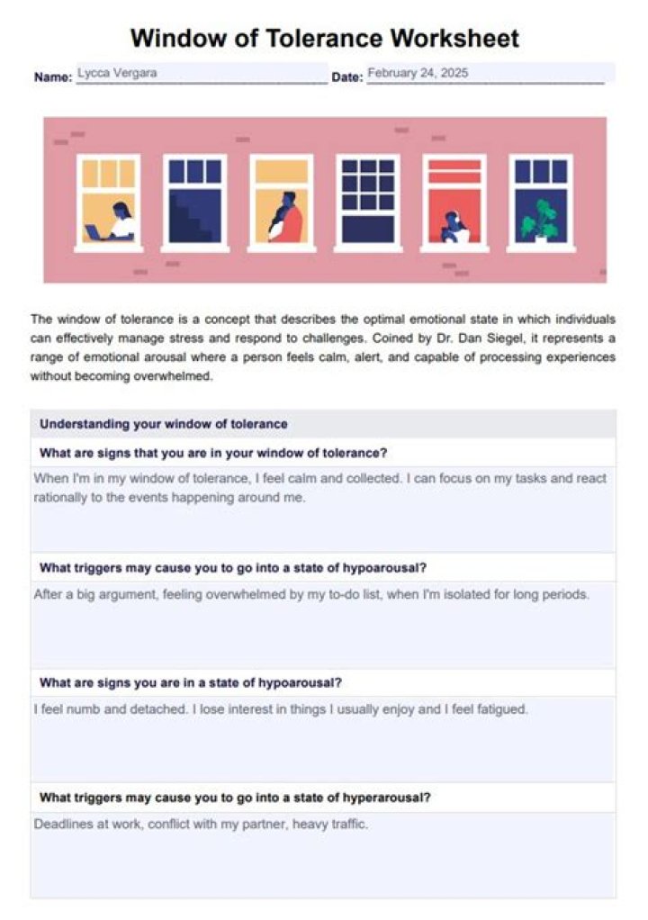 Free Window of Tolerance Worksheet PDF – Download Now
