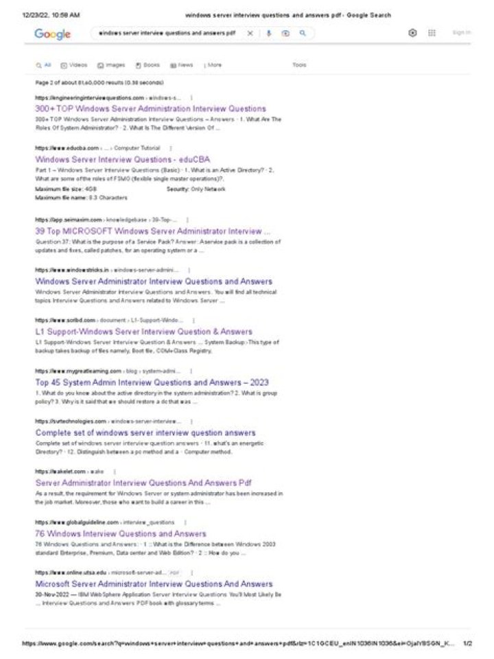 Top Windows Server Interview Questions & Answers PDF