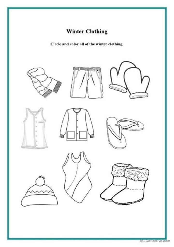 Winter Clothes Worksheet PDF: Free Printable for Kids & Adults