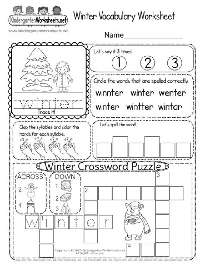 Winter Worksheets for Kindergarten PDF – Printable Learning Activities