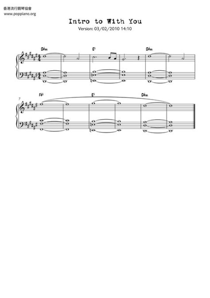 With You Ghost Musical Sheet Music PDF – Download Free