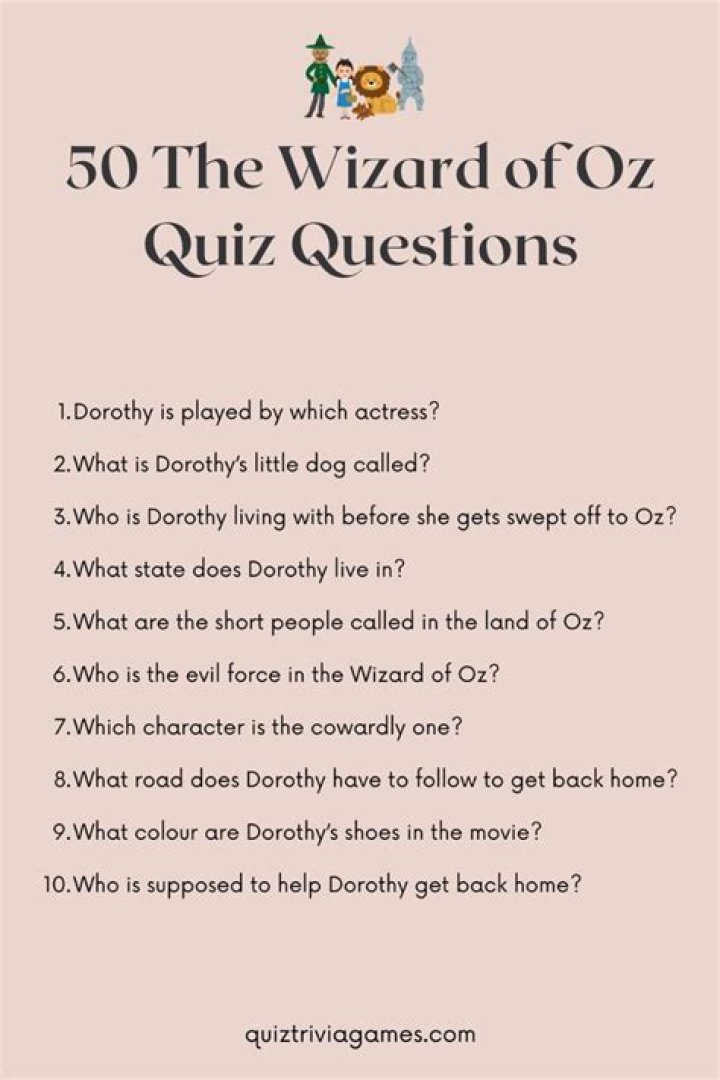 Wizard of Oz Trivia Questions & Answers Printable PDF