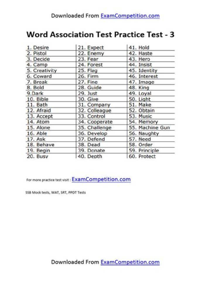Free Download Word Association Test PDF – Instant Mental Fitness Tool