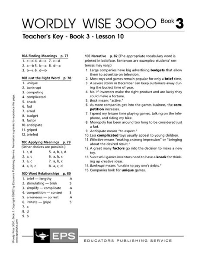Wordly Wise 3000 Book 3 Answer Key PDF – Complete Solutions & Tips