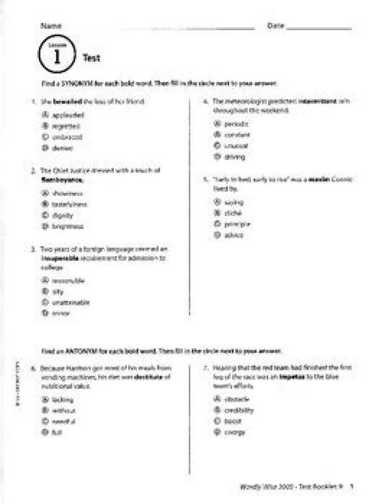 Wordly Wise 3000 Book 5 Test Booklet PDF - Full Practice Guide