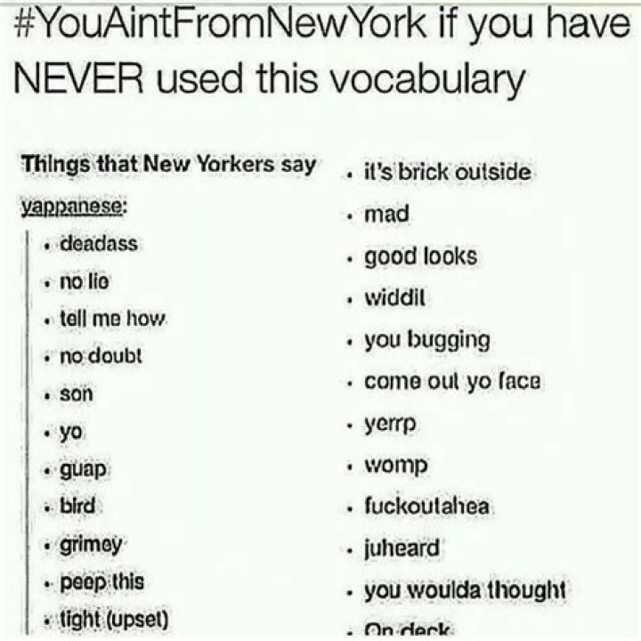 Words New Yorkers Say Differently Find Love & Travel