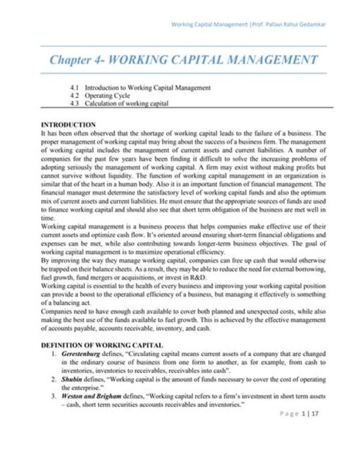 Mastering Working Capital Management: PDF Guide for MBA Students