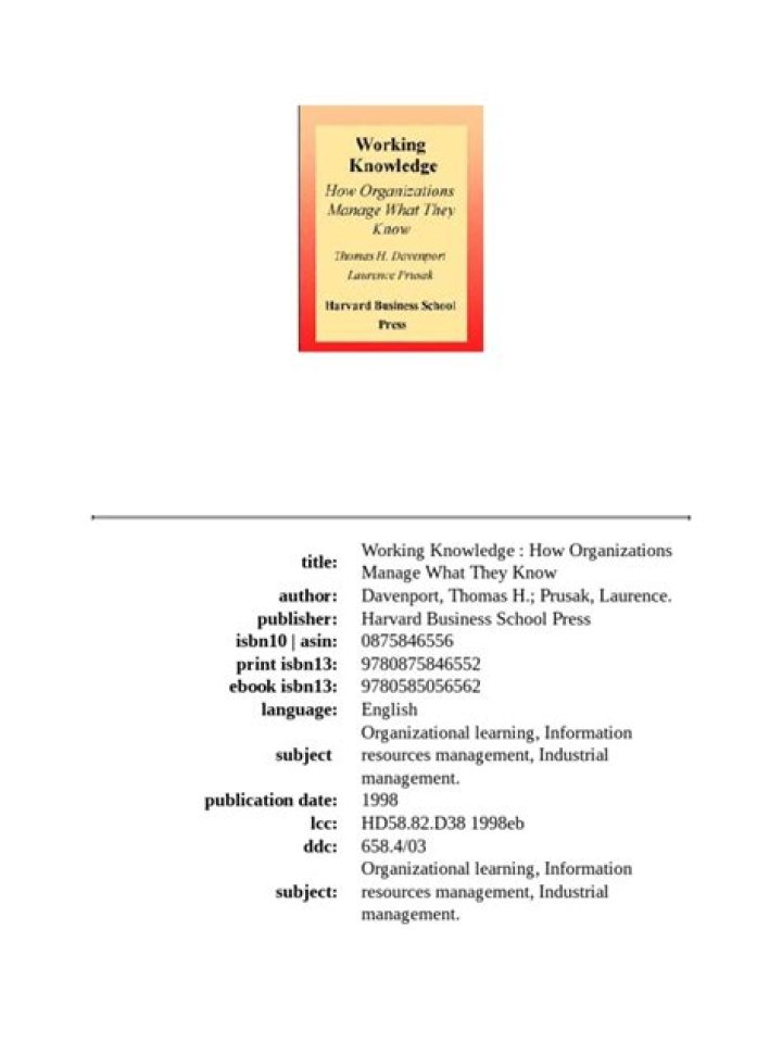 Working Knowledge: How Organizations Manage Critical Insights PDF