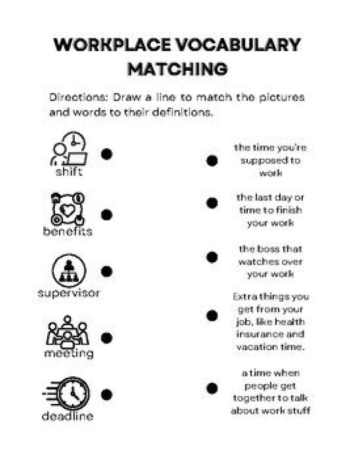 Workplace Vocabulary Worksheets PDF for Professional Development