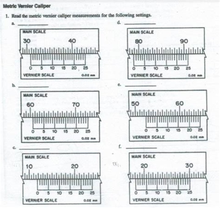 Free Worksheet: Vernier Caliper & Micrometer Measuring Accuracy with Answers PDF