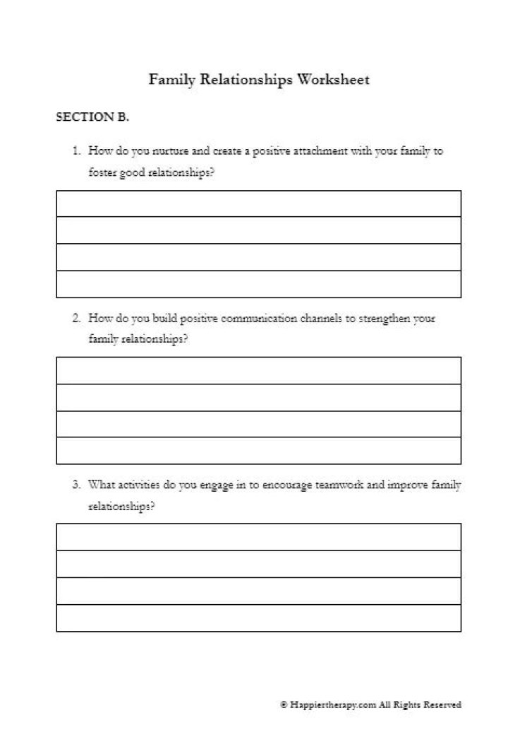 Free Family Relationships Worksheets PDF – Strengthen Family Bonds