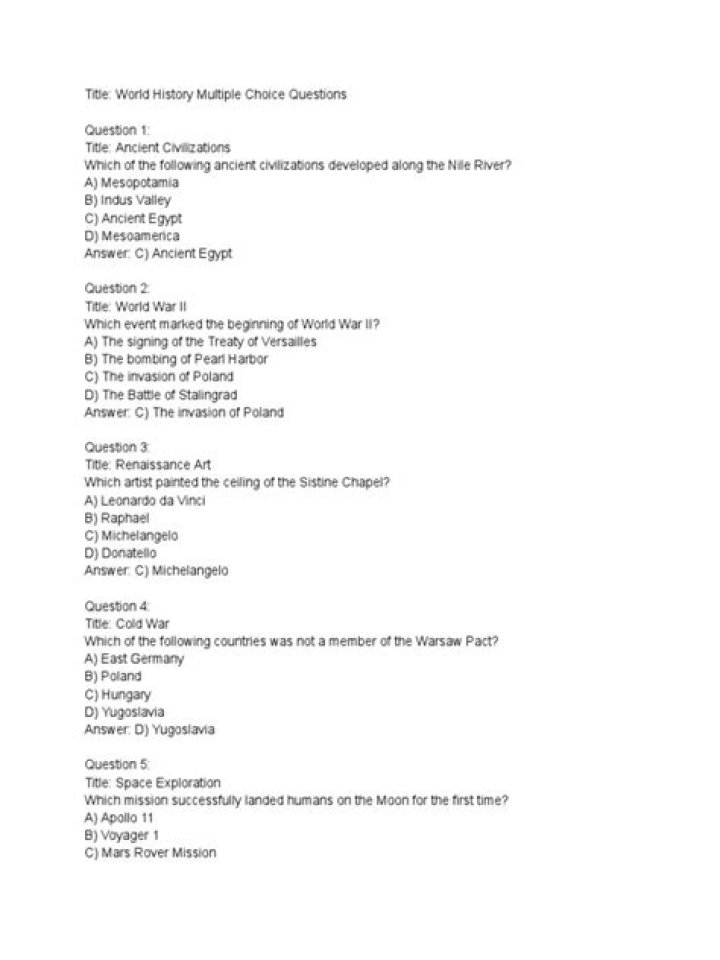 World History Multiple Choice Questions PDF for Exam Prep