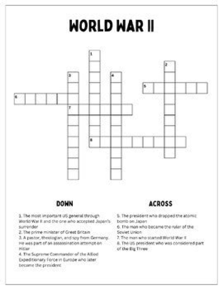 World War 2 Crossword Puzzle Answers PDF Download