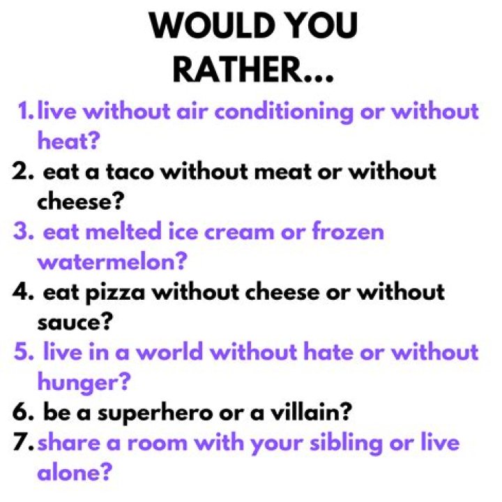 Free Printable Would You Rather Questions for Kids PDF