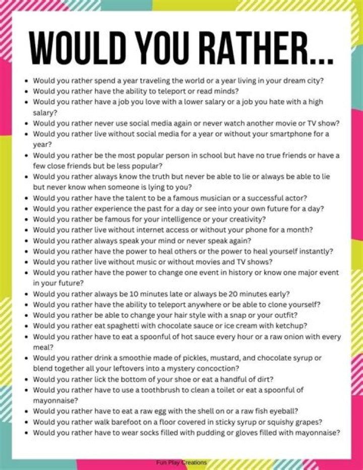 Fun Would You Rather Questions for Teens – PDF Download