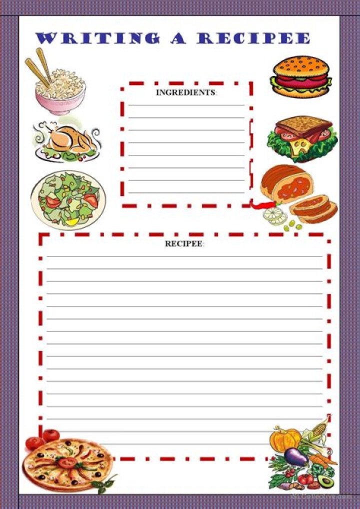 Download Free Writing a Recipe Worksheet PDF for Perfect Meals