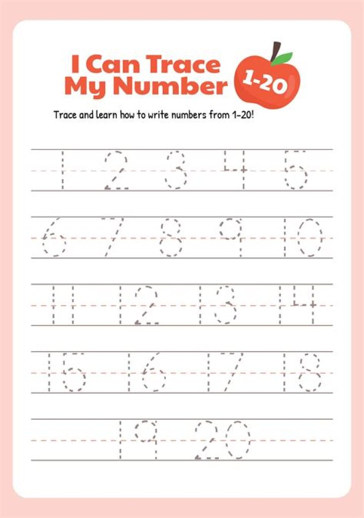 Free Writing Numbers 1-20 Worksheets PDF – Instant Download