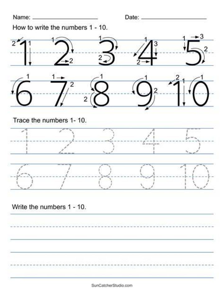 Free Writing Numbers Worksheets for Kindergarten PDF Download