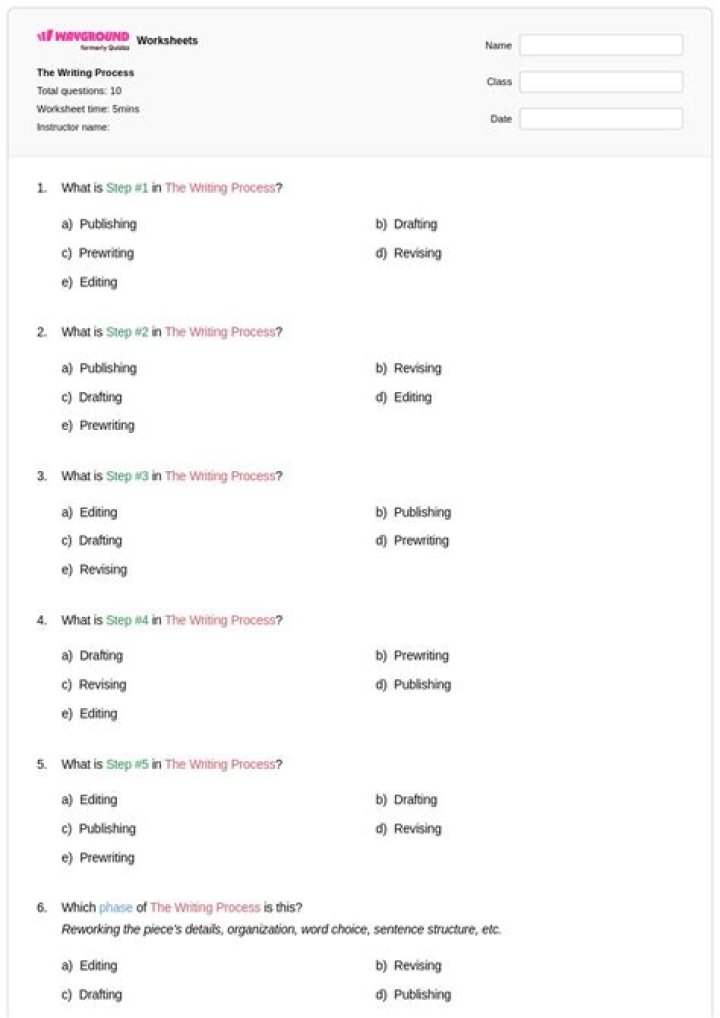 Master Your Writing Process with Free PDF Test