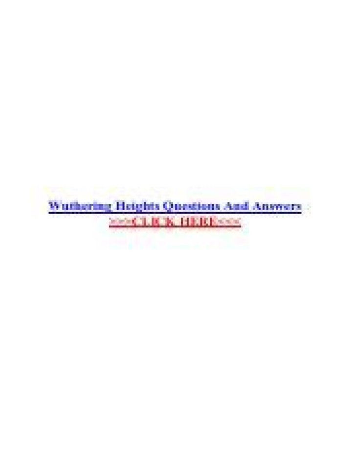 Wuthering Heights Questions PDF: Study Guide & Answers