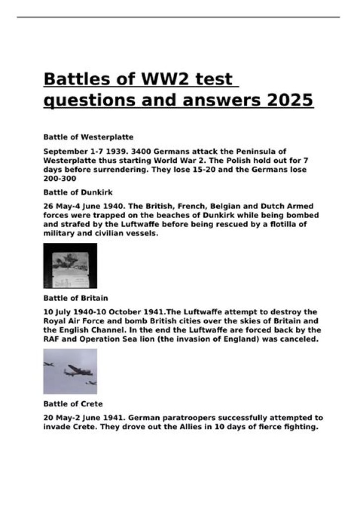 WW2 Test PDF: Historical Military Exam Paper Released