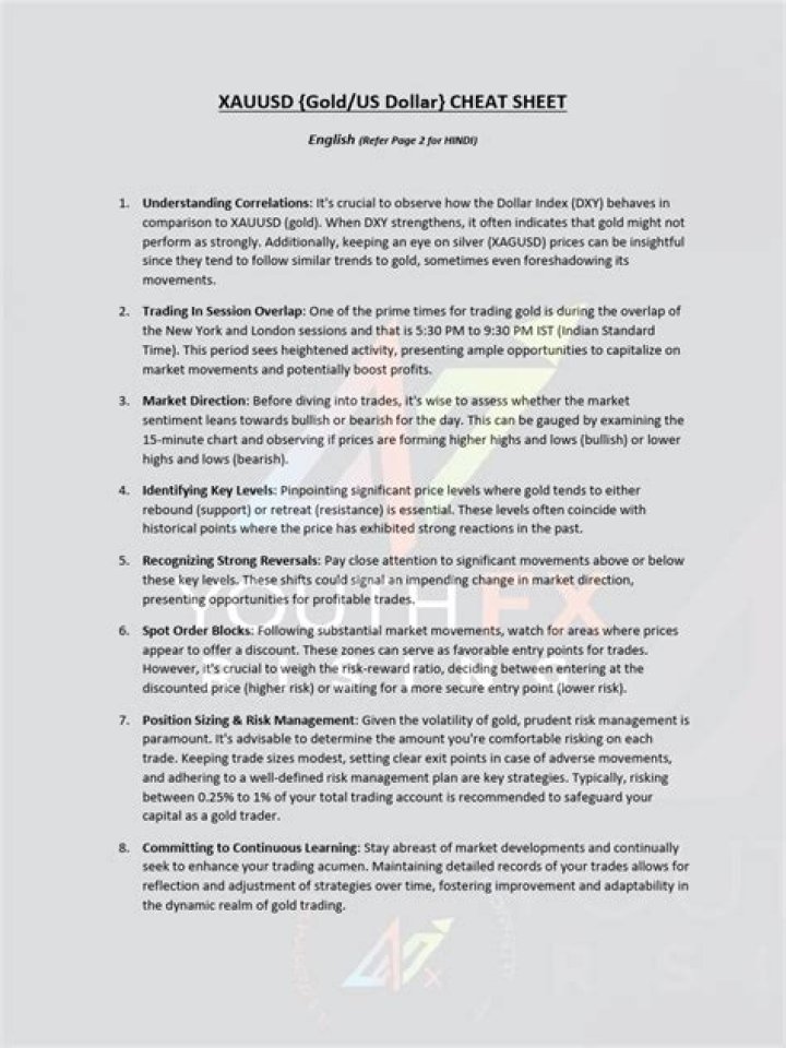 XAUUSD Cheat Sheet PDF: Quick Trading Guide & Key Insights