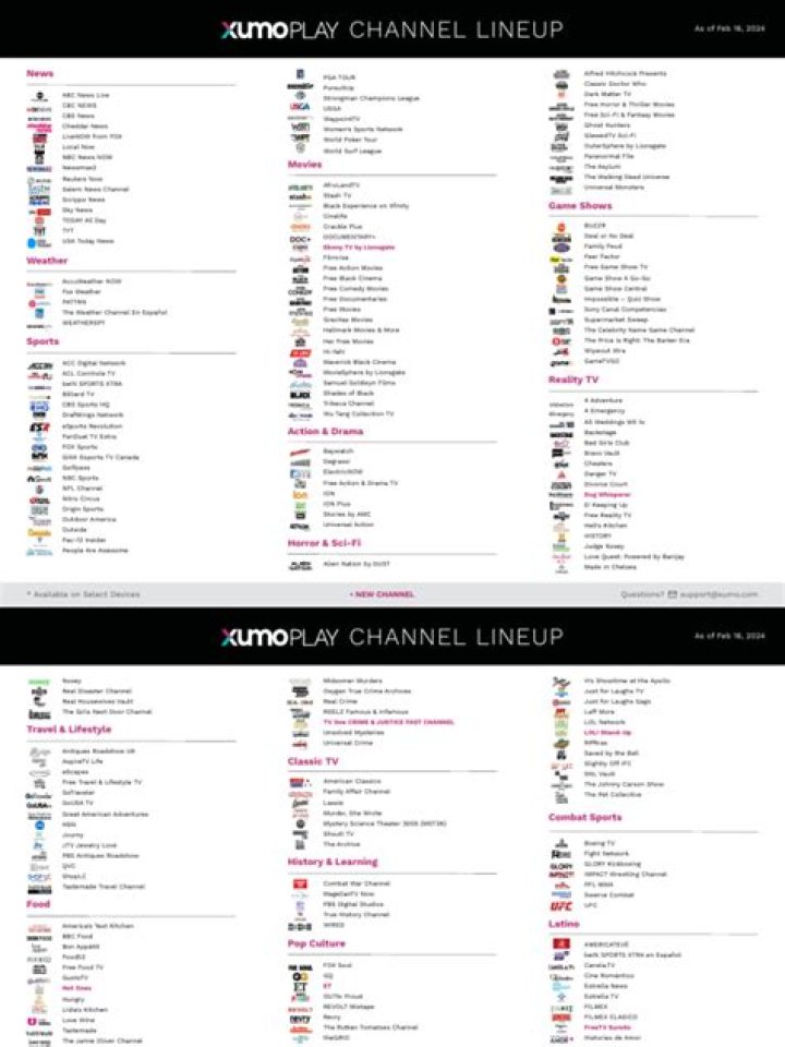 Xumo Channel List PDF: Download Complete Channel Catalog