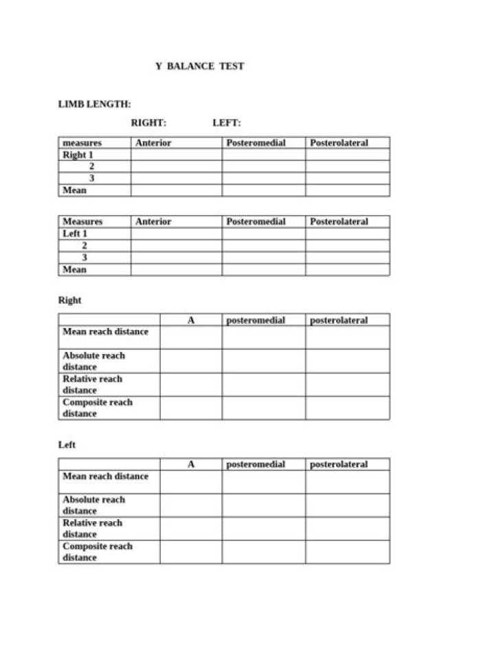 Y Balance Test Scoring PDF: Official Scoring Guide & Template