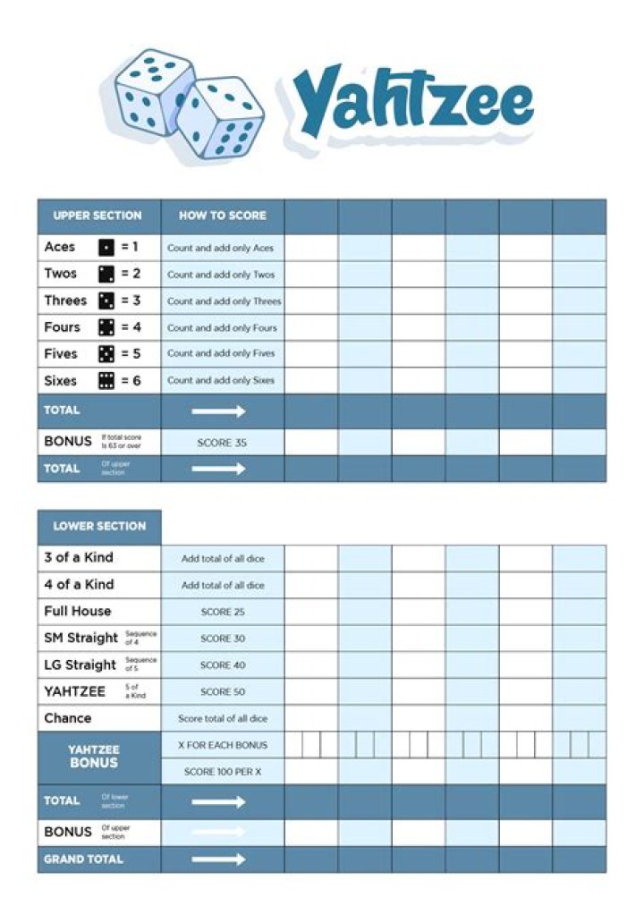 Yahtzee Game Sheet PDF: Perfect Free Printable for Casino Lovers