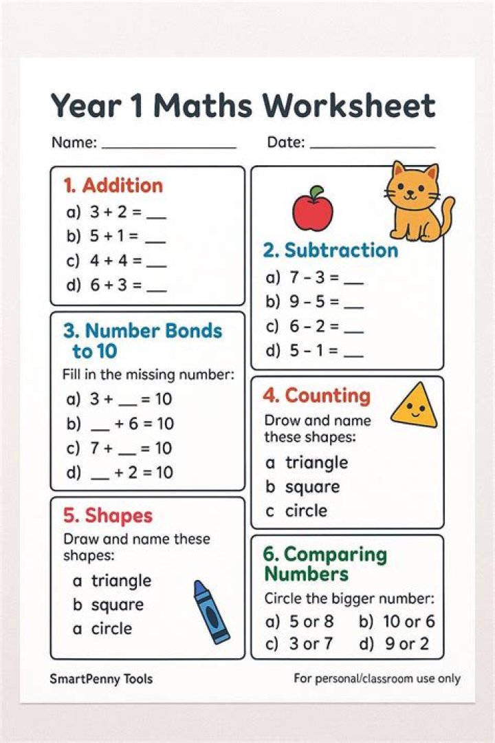 Year 1 Maths Worksheets PDF UK – Instant Download for Primary Teachers