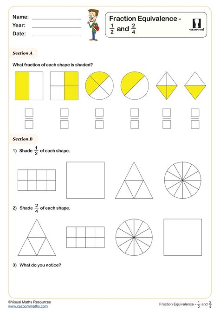 Year 2 Fractions Worksheets PDF – Printable Math Practice