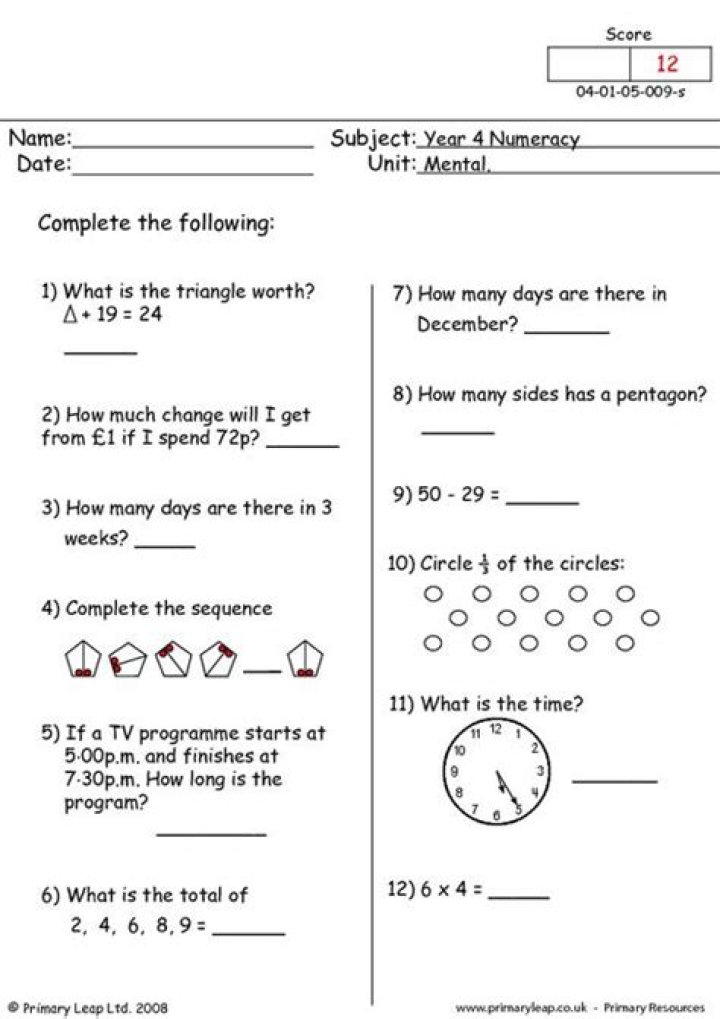 Year 4 Maths Reasoning Test PDF – Practice Tests & Worksheets