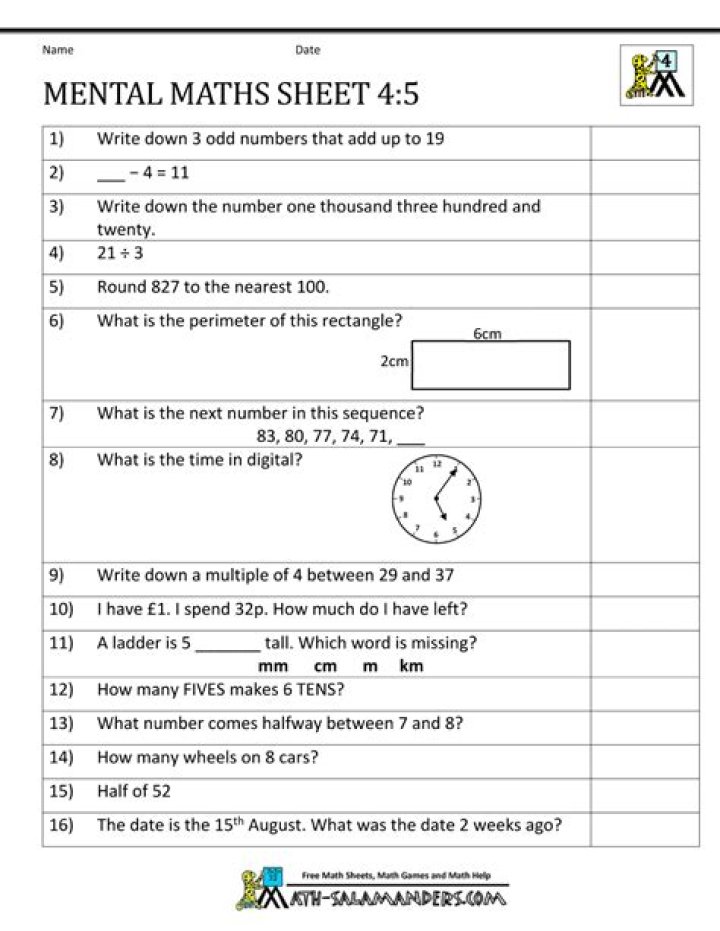 Year 4 Maths Test PDF: Free Practice Exam & Answers