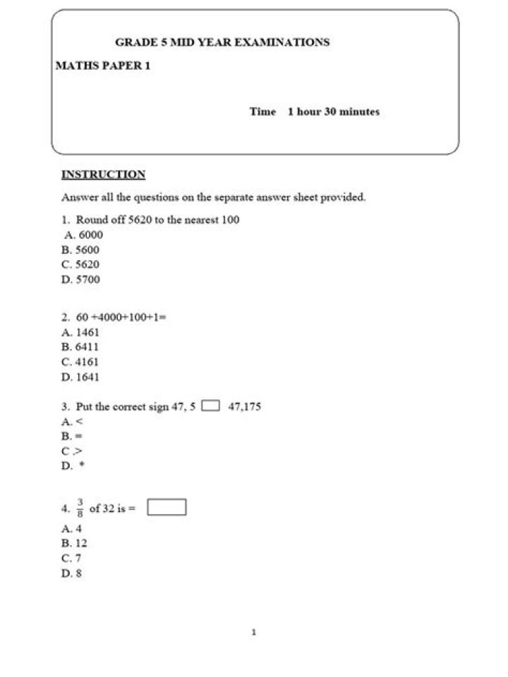 Year 5 Maths Test Papers PDF – Download Free Practice Tests